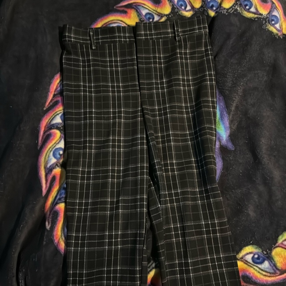 Stretchy plaid trousers